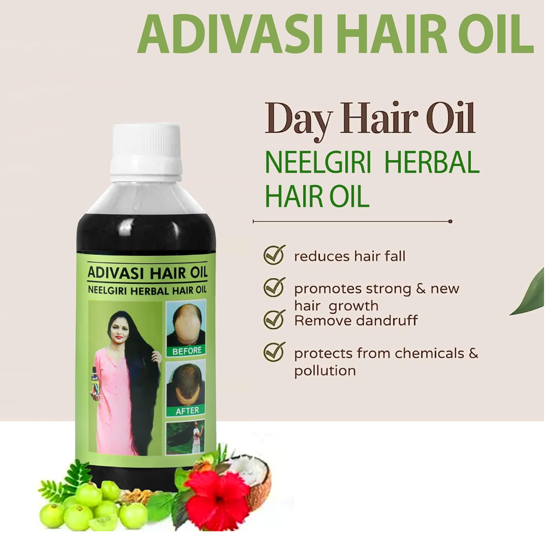 Adivasi Herbal Hair Oil 125ML*2 (buy one get one free)